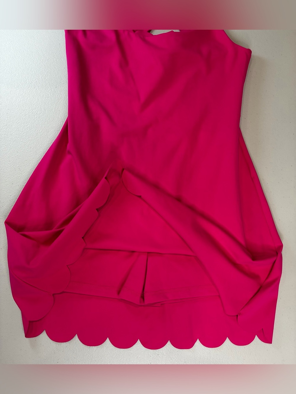 Women’s J. Crew Hot Pink Scalloped Sleeveless Dress - size XS - Picture 9 of 14